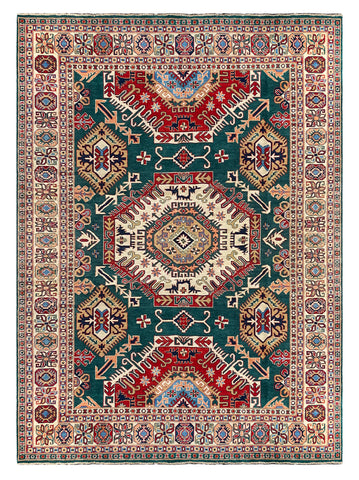 26991-Kazak Hand-Knotted/Handmade Afghan Rug/Carpet Tribal/Nomadic Authentic/ Size: 11'2" x 8'2"