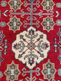 26928-Kazak Hand-Knotted/Handmade Afghan Rug/Carpet Tribal/Nomadic Authentic/ Size: 8'7" x 6'0"