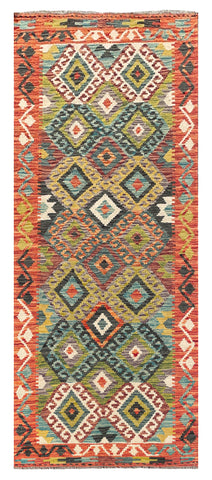 26948- Kelim Hand-Woven/Flat Weaved/Handmade Afghan /Carpet Tribal/Nomadic Authentic/Size: 6'6" x 2'6"