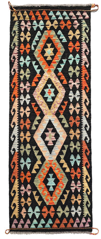 26934- Kelim Hand-Woven/Flat Weaved/Handmade Afghan /Carpet Tribal/Nomadic Authentic/Size: 6'4" x 2'7"