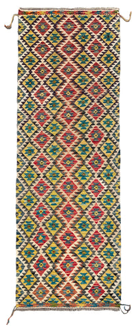 26947- Kelim Hand-Woven/Flat Weaved/Handmade Afghan /Carpet Tribal/Nomadic Authentic/Size: 6'5" x 2'6"