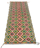 26947- Kelim Hand-Woven/Flat Weaved/Handmade Afghan /Carpet Tribal/Nomadic Authentic/Size: 6'5" x 2'6"