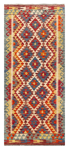 26949- Kelim Hand-Woven/Flat Weaved/Handmade Afghan /Carpet Tribal/Nomadic Authentic/Size: 6'6" x 2'9"