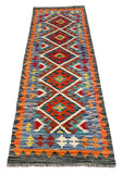 26944- Kelim Hand-Woven/Flat Weaved/Handmade Afghan /Carpet Tribal/Nomadic Authentic/Size: 6'7" x 2'4"