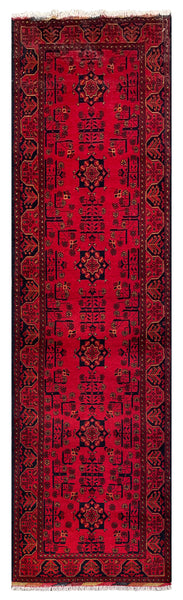 26923 - Khal Mohammad Hand-Knotted/Handmade Afghan Rug/Carpet/Traditional/Authentic/Size: 9'6" x 2'6"