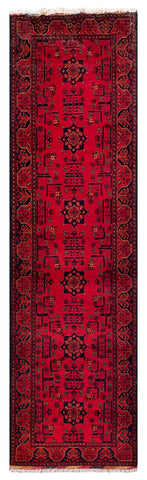 26923 - Khal Mohammad Hand-Knotted/Handmade Afghan Rug/Carpet/Traditional/Authentic/Size: 9'6" x 2'6"