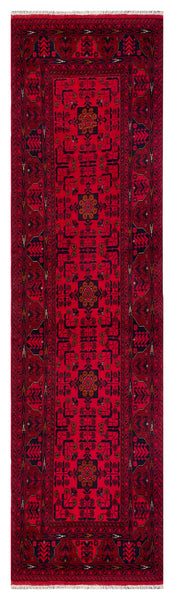 26921 - Khal Mohammad Hand-Knotted/Handmade Afghan Rug/Carpet/Traditional/Authentic/Size: 9'5" x 2'6"