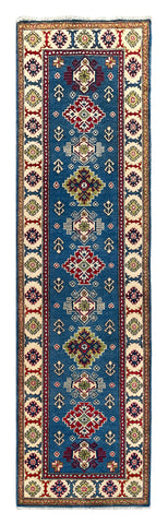 26980-Kazak Hand-Knotted/Handmade Afghan Rug/Carpet Tribal/Nomadic Authentic/ Size: 9'7" x 2'7"