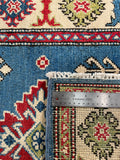 26980-Kazak Hand-Knotted/Handmade Afghan Rug/Carpet Tribal/Nomadic Authentic/ Size: 9'7" x 2'7"