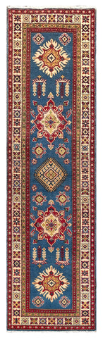 26981-Kazak Hand-Knotted/Handmade Afghan Rug/Carpet Tribal/Nomadic Authentic/ Size: 10'1" x 2'6"