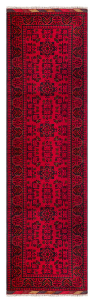 26926 - Khal Mohammad Hand-Knotted/Handmade Afghan Rug/Carpet/Traditional/Authentic/Size: 9'6" x 2'7"