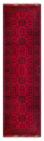 26926 - Khal Mohammad Hand-Knotted/Handmade Afghan Rug/Carpet/Traditional/Authentic/Size: 9'6" x 2'7"