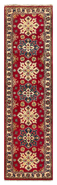 26986-Kazak Hand-Knotted/Handmade Afghan Rug/Carpet Tribal/Nomadic Authentic/ Size: 9'3" x 2'6"