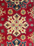 26986-Kazak Hand-Knotted/Handmade Afghan Rug/Carpet Tribal/Nomadic Authentic/ Size: 9'3" x 2'6"