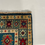 27014-Kazak Hand-Knotted/Handmade Afghan Rug/Carpet Tribal/Nomadic Authentic/ Size: 2'9" x 2'0"