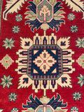 27007-Kazak Hand-Knotted/Handmade Afghan Rug/Carpet Tribal/Nomadic Authentic/ Size: 5'0" x 3'4"