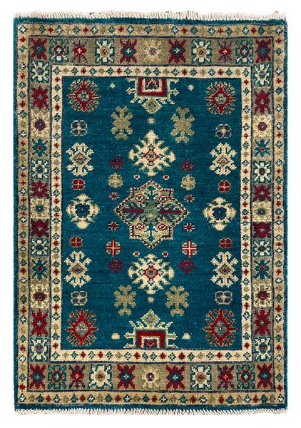 27009-Kazak Hand-Knotted/Handmade Afghan Rug/Carpet Tribal/Nomadic Authentic/ Size: 2'9" x 2'0"