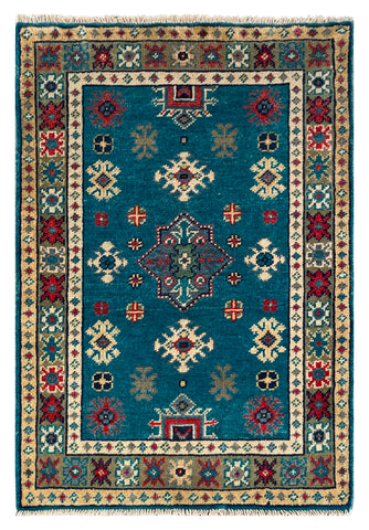 27011-Kazak Hand-Knotted/Handmade Afghan Rug/Carpet Tribal/Nomadic Authentic/ Size: 2'9" x 2'0"