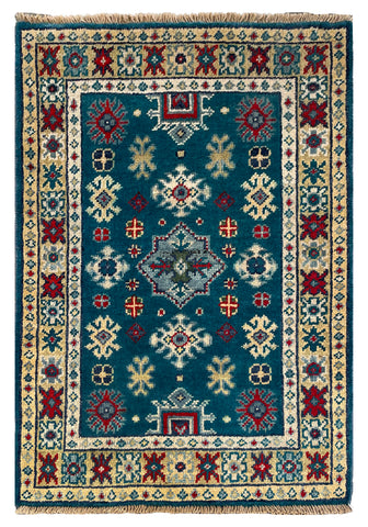 27010-Kazak Hand-Knotted/Handmade Afghan Rug/Carpet Tribal/Nomadic Authentic/ Size: 2'9" x 2'0"