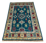 27010-Kazak Hand-Knotted/Handmade Afghan Rug/Carpet Tribal/Nomadic Authentic/ Size: 2'9" x 2'0"