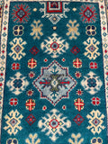 27010-Kazak Hand-Knotted/Handmade Afghan Rug/Carpet Tribal/Nomadic Authentic/ Size: 2'9" x 2'0"