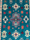 27012-Kazak Hand-Knotted/Handmade Afghan Rug/Carpet Tribal/Nomadic Authentic/ Size: 2'9" x 2'0"