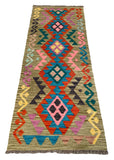 26955- Kelim Hand-Woven/Flat Weaved/Handmade Afghan /Carpet Tribal/Nomadic Authentic/Size: 6'2" x 2'4"