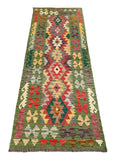 26953- Kelim Hand-Woven/Flat Weaved/Handmade Afghan /Carpet Tribal/Nomadic Authentic/Size: 6'8" x 2'6"