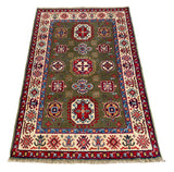 27020-Kazak Hand-Knotted/Handmade Afghan Rug/Carpet Tribal/Nomadic Authentic/ Size: 3'9" x 2'6"