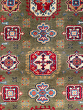 27020-Kazak Hand-Knotted/Handmade Afghan Rug/Carpet Tribal/Nomadic Authentic/ Size: 3'9" x 2'6"