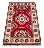 27019-Kazak Hand-Knotted/Handmade Afghan Rug/Carpet Tribal/Nomadic Authentic/ Size: 3'8" x 2'6"