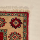 27019-Kazak Hand-Knotted/Handmade Afghan Rug/Carpet Tribal/Nomadic Authentic/ Size: 3'8" x 2'6"