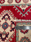 27019-Kazak Hand-Knotted/Handmade Afghan Rug/Carpet Tribal/Nomadic Authentic/ Size: 3'8" x 2'6"