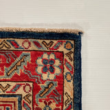 26994-Kazak Hand-Knotted/Handmade Afghan Rug/Carpet Tribal/Nomadic Authentic/ Size: 4'7" x 2'8"