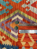 26962- Kelim Hand-Woven/Flat Weaved/Handmade Afghan /Carpet Tribal/Nomadic Authentic/Size: 7'10" x 6'0"