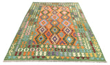 26964- Kelim Hand-Woven/Flat Weaved/Handmade Afghan /Carpet Tribal/Nomadic Authentic/Size: 7'10" x 5'8"