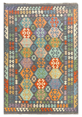 26965- Kelim Hand-Woven/Flat Weaved/Handmade Afghan /Carpet Tribal/Nomadic Authentic/Size: 8'2" x 5'7"