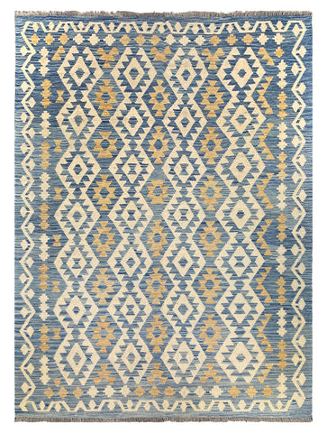 27025- Kelim Hand-Woven/Flat Weaved/Handmade Afghan /Carpet Tribal/Nomadic Authentic/Size: 7'9" x 5'8"