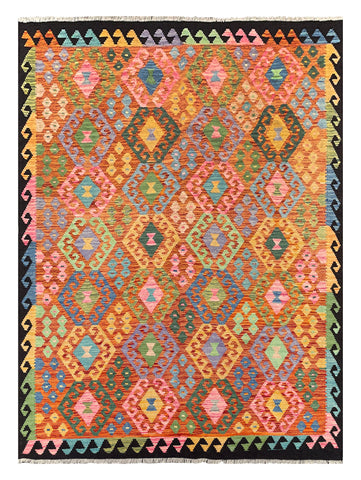 26961- Kelim Hand-Woven/Flat Weaved/Handmade Afghan /Carpet Tribal/Nomadic Authentic/Size: 8'1" x 5'9"