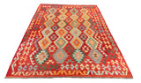 26933- Kelim Hand-Woven/Flat Weaved/Handmade Afghan /Carpet Tribal/Nomadic Authentic/Size: 7'7" x 5'7"