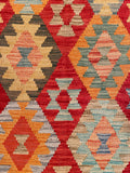 26933- Kelim Hand-Woven/Flat Weaved/Handmade Afghan /Carpet Tribal/Nomadic Authentic/Size: 7'7" x 5'7"