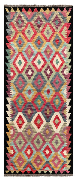 26954- Kelim Hand-Woven/Flat Weaved/Handmade Afghan /Carpet Tribal/Nomadic Authentic/Size: 6'6" x 2'7"