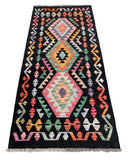 26956- Kelim Hand-Woven/Flat Weaved/Handmade Afghan /Carpet Tribal/Nomadic Authentic/Size: 6'3" x 2'8"