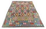 26966- Kelim Hand-Woven/Flat Weaved/Handmade Afghan /Carpet Tribal/Nomadic Authentic/Size: 8'1" x 5'8"