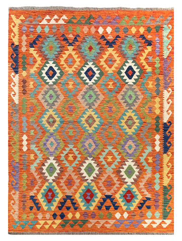 26979- Kelim Hand-Woven/Flat Weaved/Handmade Afghan /Carpet Tribal/Nomadic Authentic/Size: 8'0" x 5'8"