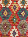 26939- Kelim Hand-Woven/Flat Weaved/Handmade Afghan /Carpet Tribal/Nomadic Authentic/Size: 6'6" x 2'7"