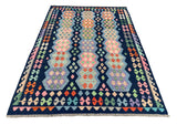 26967- Kelim Hand-Woven/Flat Weaved/Handmade Afghan /Carpet Tribal/Nomadic Authentic/Size: 8'2" x 5'6"