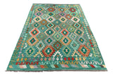 26957- Kelim Hand-Woven/Flat Weaved/Handmade Afghan /Carpet Tribal/Nomadic Authentic/Size: 7'9" x 5'6"