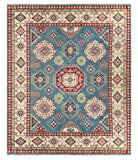 26987-Kazak Hand-Knotted/Handmade Afghan Rug/Carpet Tribal/Nomadic Authentic/ Size: 9'9" x 8'2"