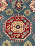 26987-Kazak Hand-Knotted/Handmade Afghan Rug/Carpet Tribal/Nomadic Authentic/ Size: 9'9" x 8'2"